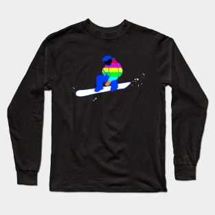 Freestyle rainbow snowboarder board grab snowboard trick Long Sleeve T-Shirt